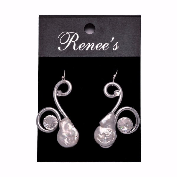 Pearl / Crystal Silver Wire Earrings