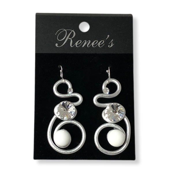 Pearl / Crystal Silver Wire Earrings